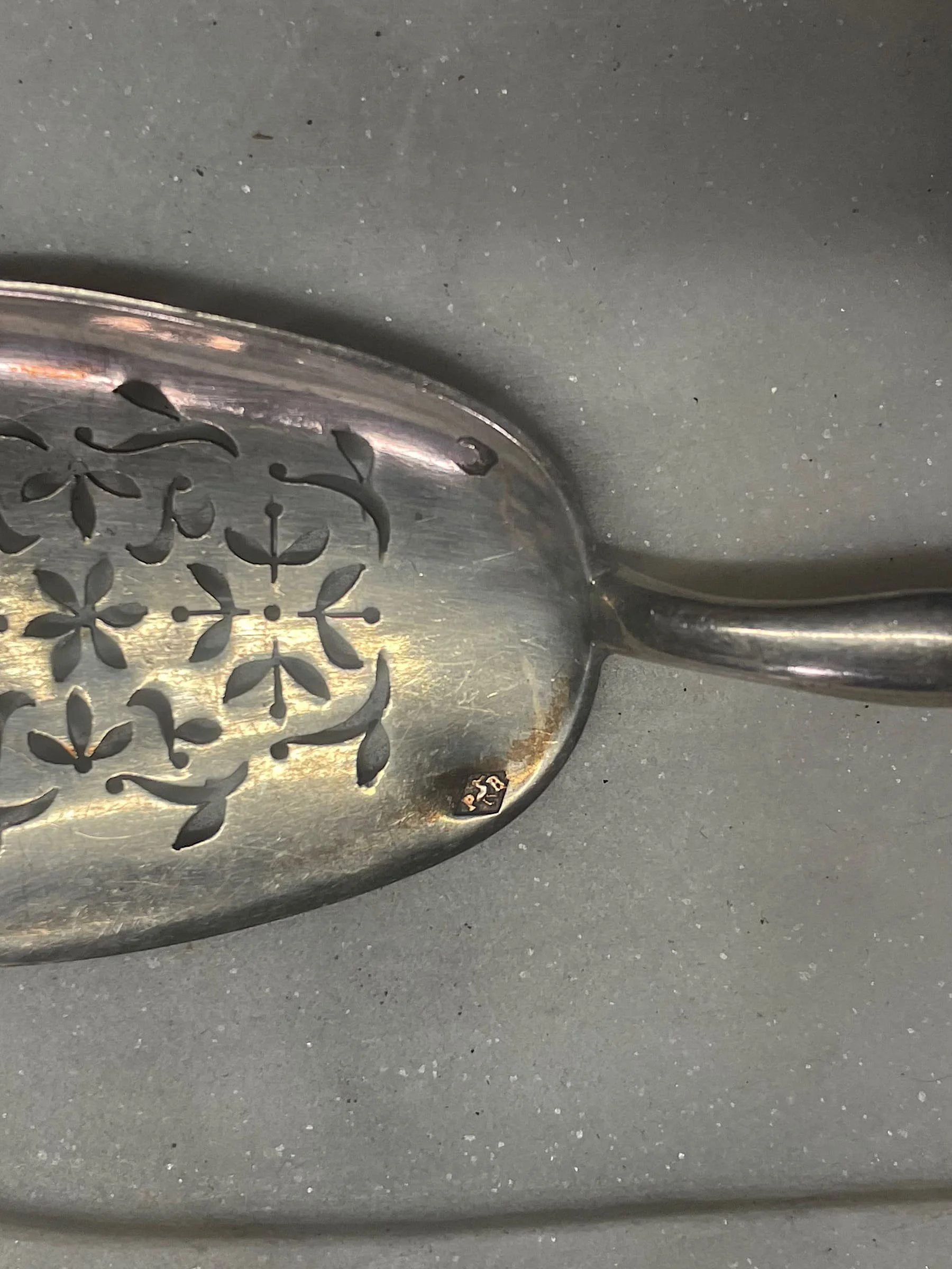 Antique French Minerva Silver Pierced Serving Spoons | Philippe